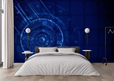 2d illustration Abstract futuristic electronic circuit technology background Wall mural