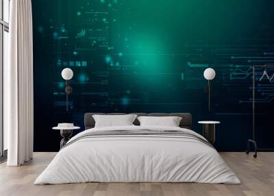 2d illustration Abstract futuristic electronic circuit technology background Wall mural