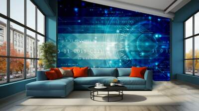 2d illustration Abstract futuristic electronic circuit technology background Wall mural