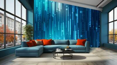 2d illustration Abstract futuristic electronic circuit technology background Wall mural