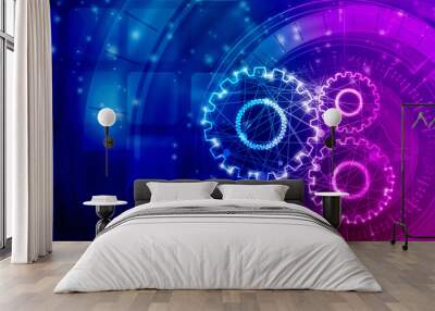 2d illustration abstract gear Network Wall mural