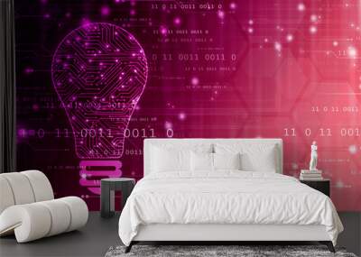 
2d illustration bulb future technology, innovation background, creative idea concept Wall mural