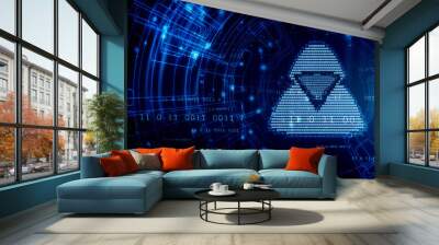 2d illustration cyber crime and internet privacy hacking.Network security,cyber attack,computer virus,ransomware and malware concept Wall mural