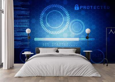 2d illustration Safety concept: Closed Padlock on digital background Wall mural