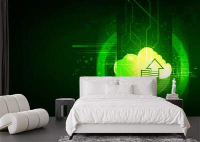 2d illustration uploading downloading arrow with cloud  Wall mural