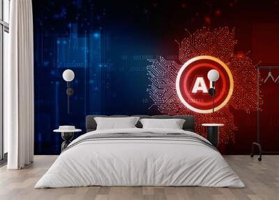 2d rendering Artificial Intelligence (AI) concept Wall mural