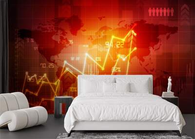 2d rendering Stock market online business concept. business Graph  Wall mural