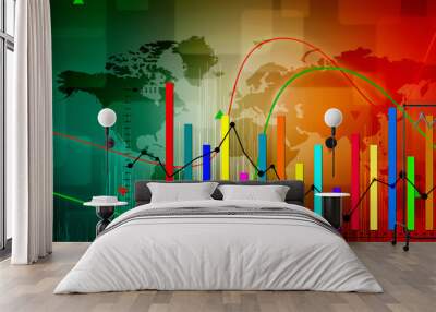 2d rendering Stock market online business concept. business Graph  Wall mural