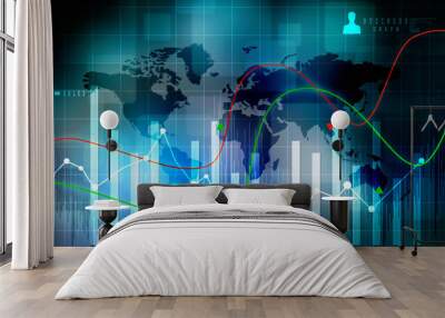 2d rendering Stock market online business concept. business Graph  Wall mural