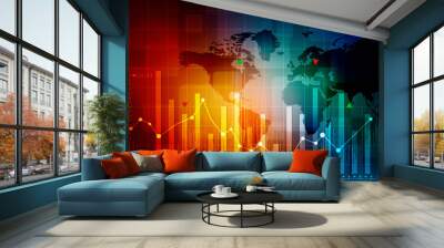 2d rendering Stock market online business concept. business Graph  Wall mural