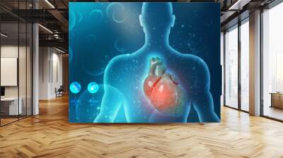 3d illustration  Anatomy of Human Heart  Wall mural