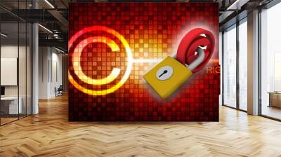 
3d illustration copyright symbol concept with lock
 Wall mural