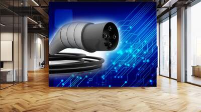 3d illustration electric car charging plug
 Wall mural