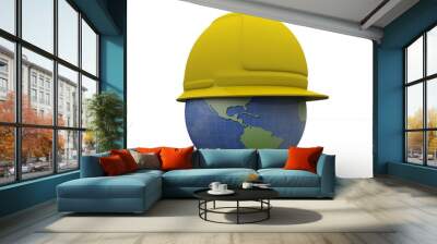 3d illustration Safety Helmet protect the world
 Wall mural