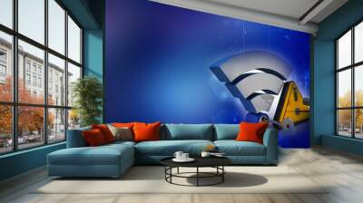 3d illustration WiFi symbol sign under CCTV camera
 Wall mural