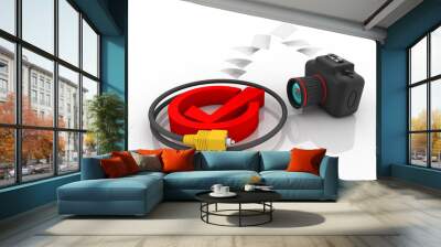 3d rendering Digital single-lens reflex camera with aux cable
 Wall mural