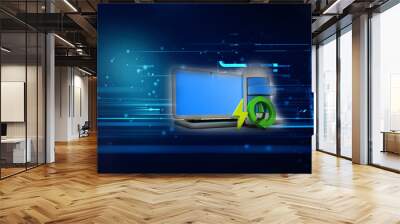 3d rendering renewable energy sign with battery in laptop Wall mural