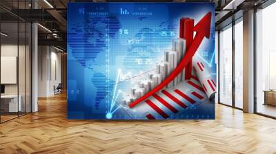 3d rendering Stock market online business concept. business Graph  Wall mural