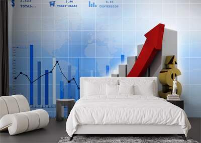 3d rendering Stock market online business concept Wall mural