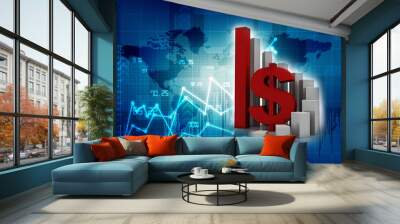 3d rendering Stock market online business concept Wall mural