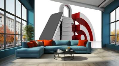 3d rendering Transmitter mobile WiFi protect lock
 Wall mural