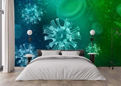 3d rendering Virus bacteria cells background
 Wall mural