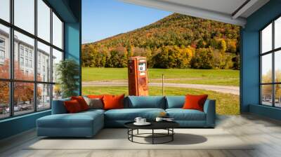 Abandoned Vintage Red Gas Pump, Vermont in Autumn Wall mural