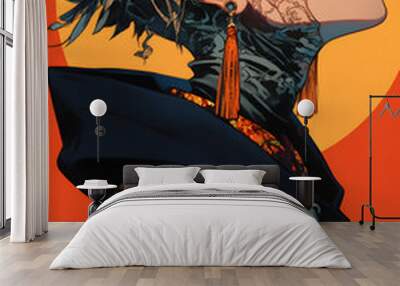 halloween witch with a skull Wall mural