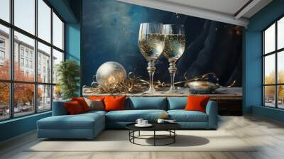 two glasses of champagne Wall mural