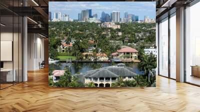 Aerial view of Fort Lauderdale's skyline, intracoastal waterways and surrounding waterfront homes Wall mural