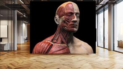 Human anatomy - muscle anatomy of the face neck and chest  Wall mural