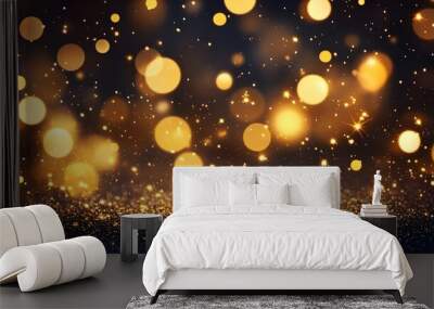 Gold Glittering Background with Sparkling Effects. Wall mural