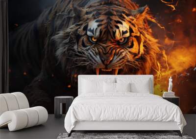 Tiger wallpaper image background created with a generative ai technology Wall mural