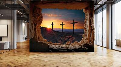 Resurrection of Jesus three days after his death by crucifixion - AI Generative Wall mural