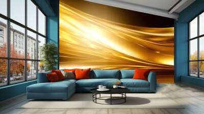 gold luxury wave design Abstract elements with glitter effect on dark golden background, generative ai. Wall mural