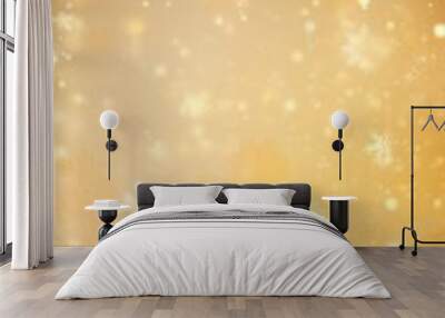 Golden luxury vertical Christmas background with gold glitter, snowflakes. Wall mural