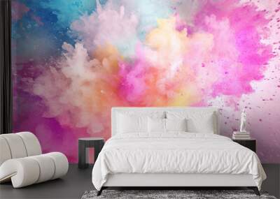 pastel paint colorful splashes background pastel color palette, Abstract geometric gradient, generative ai. Wall mural