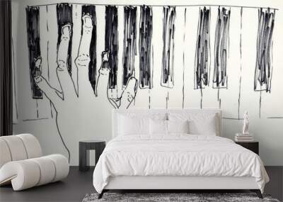 piano hand hand drawn illustration,art design Wall mural