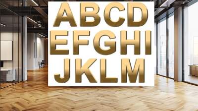 gold alphabet letters uppercase a - m on white Wall mural