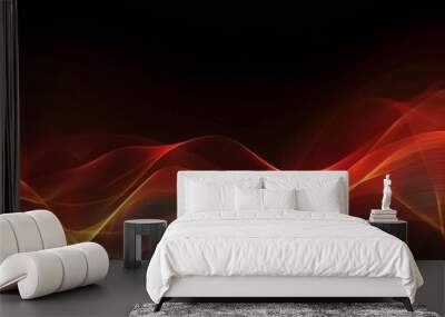 abstract red background with waves Wall mural