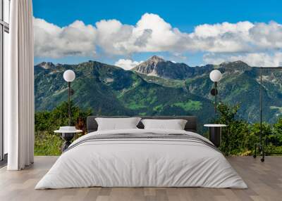 View of the peaks of the Maritime-Alps from the Alpet mount on a sunny summer day Wall mural