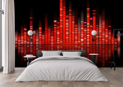 red digital sound equalize isolated on black background Wall mural