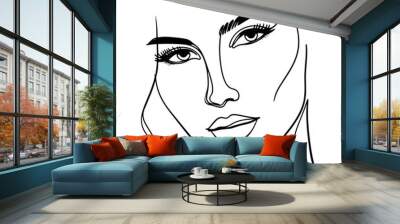 Beautiful women face line illustration template Wall mural