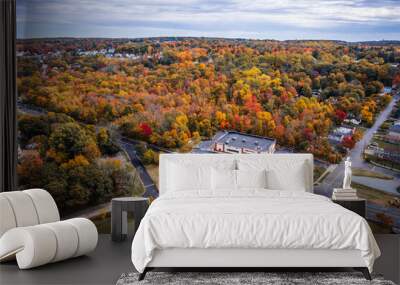 Drone of Budd Lake, Mount Olive New Jersey in the Autumn Wall mural