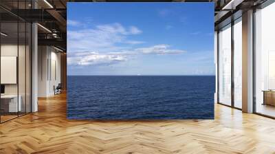 High angle view of a passenger ship sailing on the sea against horizon and blue sky at Baltic Sea, Sweden
 Wall mural