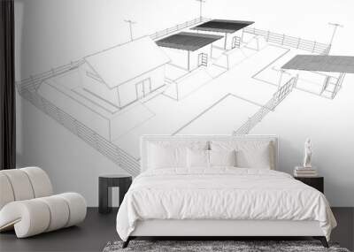 3D illustration of building project Wall mural