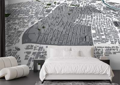 3D illustration of  Los Angeles mass building in transparent Wall mural