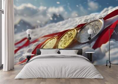 Olympic medals, gold, silver, bronze Wall mural