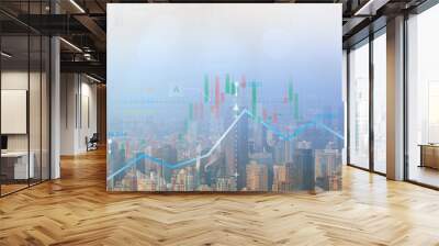 Business finance background , economist, financial analyst, economic growth chart, market mechanism, business strategy, plan and solution, finance and investment concept Wall mural