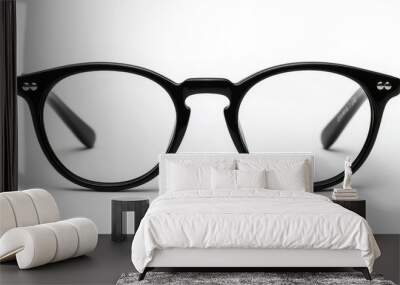 A pair of black reading glasses folded neatly isol  011 glasses, eyeglasses, eye, lens, fashion, spectacles, eyesight, object, glass, vision, optical, eyewear, frame, plastic, see, style, isolated, go Wall mural